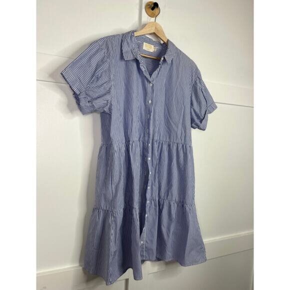 NEW Nation LTD Hallie Tiered Shirtdress Women's Banker Stripe Size: Medium - Picture 3 of 7